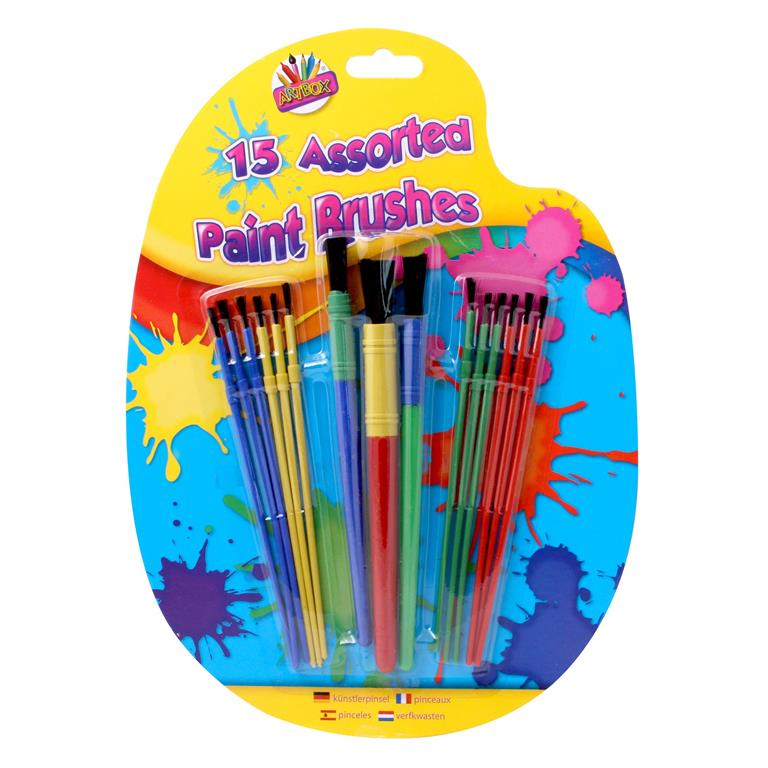 Kids Paint Brushes – Pack of 15 Assorted Styles