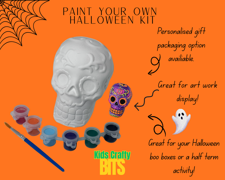 💀🎃 Paint Your Own Large Halloween Skull – Spooky Creative Fun! 🎨