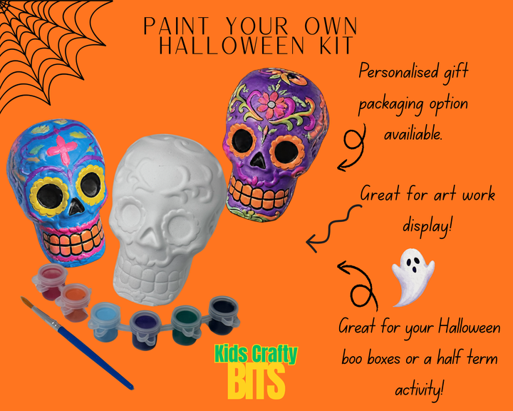 💀🎃 Paint Your Own Large Halloween Skull – Spooky Creative Fun! 🎨
