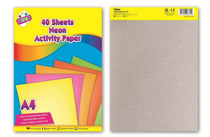 A4 Neon Craft Paper – Pack of 40 Sheets