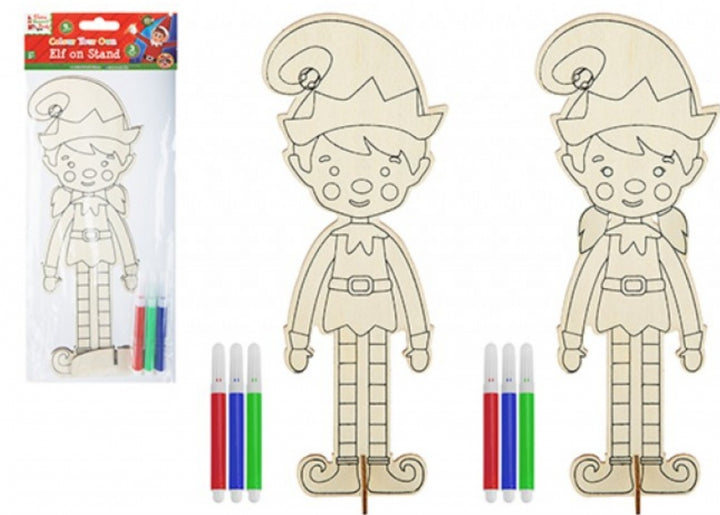 Colour Your Own Elf On a Stand With 3 Pens