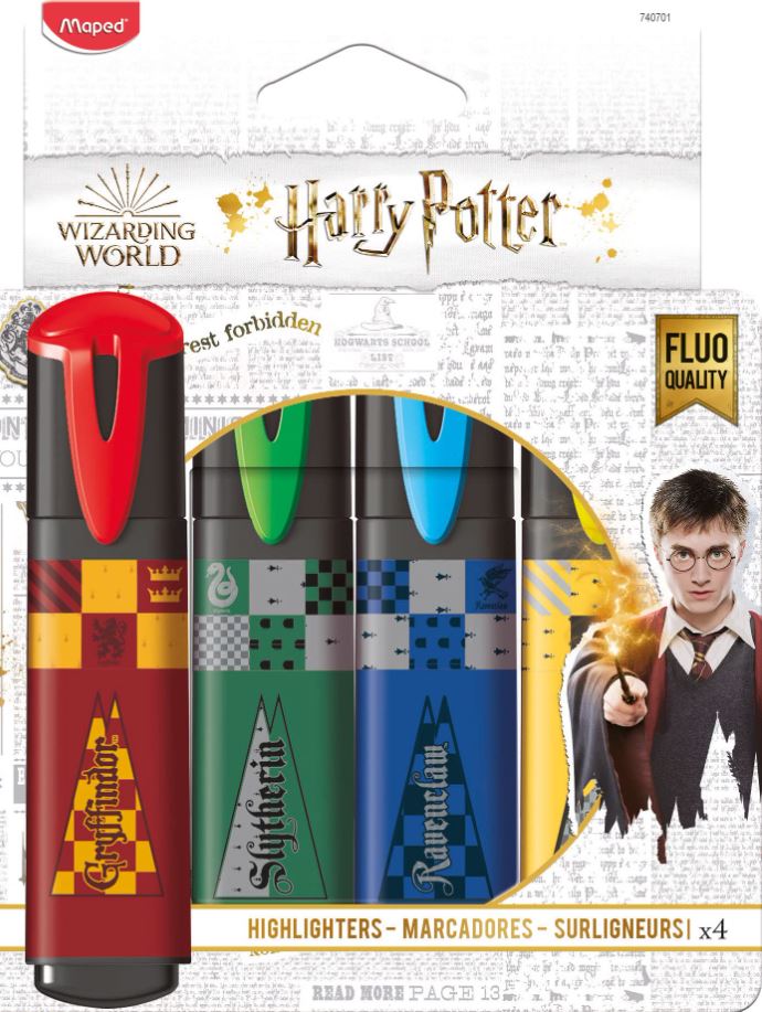 Harry Potter Highlighters – 4 Pack (Hogwarts House Colours)