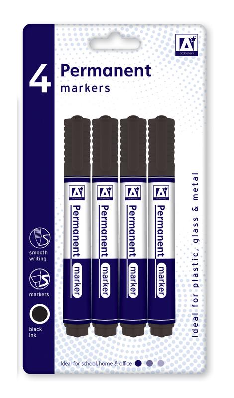 Permanent Black Markers – 4 Pack